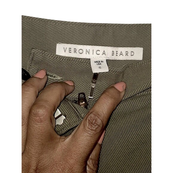 Veronica Beard Blossom Biker Pants, Luxury Core Army Green Size 6 - Picture 2 of 4